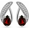 Nefertitis Náušnice strieborné s brúsenými granátmi a zirkónmi Ag 925 043304 GT NF49377 - 1,6 cm, 3,3 g