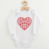 Detské body s potlačou New Baby Ľudový vzor červené srdiečko - 68 (4-6m)