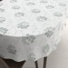 Biante Bavlnený oválny obrus Sandra SA-089 Zelené popínavé kvety na bielom 140x160 cm