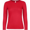 Dámske tričko B&C E150 dlhý rukáv - červené, XL