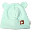 Baby Nellys Rebrovaná dvojvrstvová čiapka s uškami TEDDY mätová