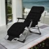 Záhradné lehátko so sivým rámom a vankúšom čierna