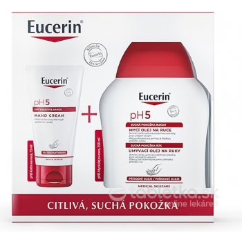 Eucerin PH5 krém na ruky 75 ml + umývacia emulzia na ruky 250 ml (Vianoce 2021) darčeková sada