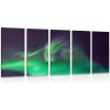 5-dielny obraz zelená polárna žiara na oblohe