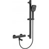 CERANO - Vaňová nástenná batéria Lorena s príslušenstvom - termostatická - otočný výtok - čierna matná CER-605251