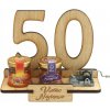 KupMa Stojan na darčeky k 50. narodeninám s fľašou SK