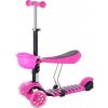 Detská trojkolesová kolobežka MINI SCOOTER 2v1 so svietiacimi LED kolesami, ružová