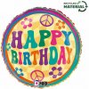 Foliový balonek kulatý Happy Birthday Hippies 46 cm