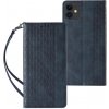 MG Magnet Strap knižkové kožené puzdro na iPhone 12, modré