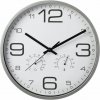 SEGNALE Nástenné hodiny s teplomerom a vlhkomerom 30 cm strieborný rám (KO-837362210)