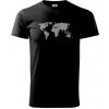 Mapa sveta odtlačok - Klasické pánske tričko vyššej gramáže - M ( Čierna )