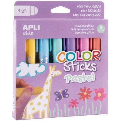 Apli Color Sticks temperové barvy suché pastelové 6 x 6 g, sada