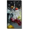 Sklenené hodiny vertikálne Kuchyňa farebné ovocie 30x60 cm