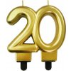 Sviečka narodeninová číslica 20 metalická zlatá 8 cm