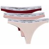 CALVIN KLEIN - tangá 3PACK Modern logo stretch cotton syrah & peach combo - limitovaná edícia-M