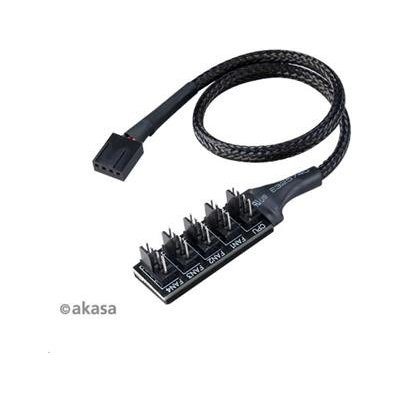 AKASA kabel FLEXA FP5H redukce pro ventilátory, 1x 4pin PWM na 5x 4pin PWM, 30cm