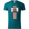 Retro kazeta - pruhy - Tričko z organickej bavlny - XL ( Petrolejová )