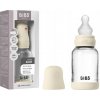BIBS Antikoliková sklenená fľaša so silikónovým cumlíkom 120ml Ivory