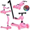 Tiny Bike Detská Kolobežka a Odrážadlo 2v1 s LED kolieskami, nosnosť 50kg, hliník + plast, ružová