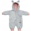 Luxusný detský zimný overal New Baby Teddy bear šedo ružový 62 (3-6m)