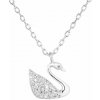 Evolution Group Strieborný náhrdelník so zirkónom biela labuť 12032.1