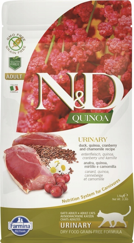 N&D QUINOA grain free cat URINARY Duck 1,5 kg