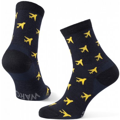 Warg ponožky Happy Merino M Airplane modrá/žlutá