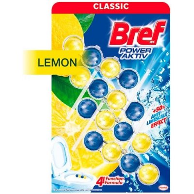 Bref Power Aktiv Lemon tuhý WC blok 4 x 50 g