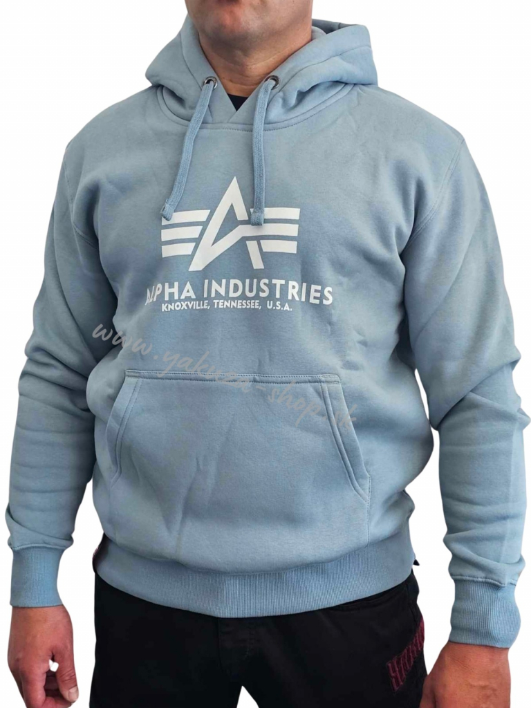 Alpha Industries Basic Hoody pánska mikina grey blue