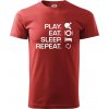 Stolný tenis - eat sleep - Klasické pánske tričko vyššej gramáže - S ( Bordová )