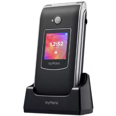myPhone RUMBA2 čierny TELMYRUMBA2BK - Seniorský mobilný telefón s nabíjacím stojanom