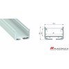 ALU PROFIL TYP SILEDA PRISADENÝ PRE 2 x 12MM LED (BIELY LAKOVANÝ)