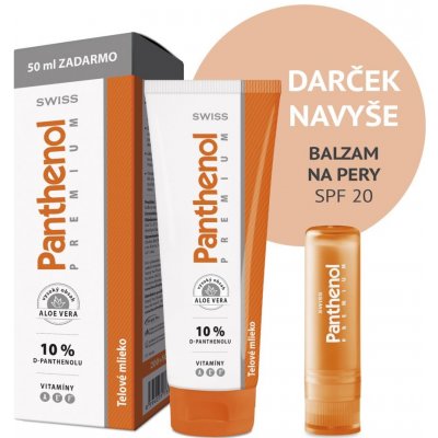 Panthenol 10% SWISS PREMIUM telové mlieko 200+50 ml ZADARMO