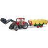 Bruder Traktor Case IH Optum 300 CVX s čelným nakladačom a prepravníkom na balíky