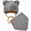 Zimná dojčenská čiapočka so šatkou na krk New Baby Teddy bear šedá 80 (9-12m)