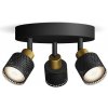 Philips | Philips - Bodové svietidlo NIALL 3xGU10/5W/230V čierna/mosadz | P6156