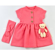 Popshops Letné šaty pre bábätká s mackom Teddy ružové