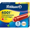 Pelikan 4001 standard - atramentová náplň - 6 ks - nevymazateľný atrament - červená