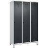 Šatňová skriňa C+P Cabo-Plus na nožičkách, 3 oddelenia, 1200 x 500 x 1950 mm, sivá/čierno-sivá