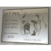 Pozorpes.sk, výstražná tabuľka nerezová pieskovaná (French bulldog - stainless signs - custom theme)