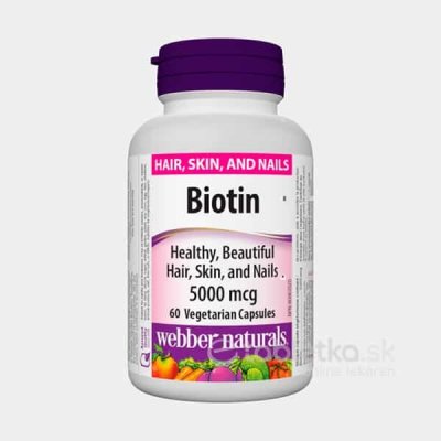 Webber Naturals Biotin 5000 mcg vegetariansky pre zdravé vlasy pokožku a nervový systém 60 kapsúl