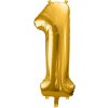 PartyDeco Fóliový balón narodeninové číslo 1 zlatý 86cm