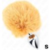 Kink - Stainless Steel Plug 7 X 3 cm With Beige Faux Fur Rabbit Tail 8 cm