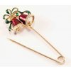 Spínací špendlík ozdobný - zlatá so zvončekmi - rozmer 7 cm x 3 cm