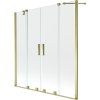 Mexen Velar Duo, 2-krídlová posuvná vaňová zástena 150 x 150 cm, 8mm číre sklo, zlatý lesklý profil, 896-150-000-02-50