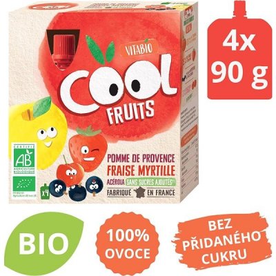 VITABIO Ovocné BIO kapsičky Cool Fruits jablko, jahody, čučoriedky a acerola 4× 90 g