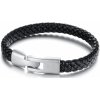 Troli čierny pánsky náramok z prepletané kože Leather KBL-078