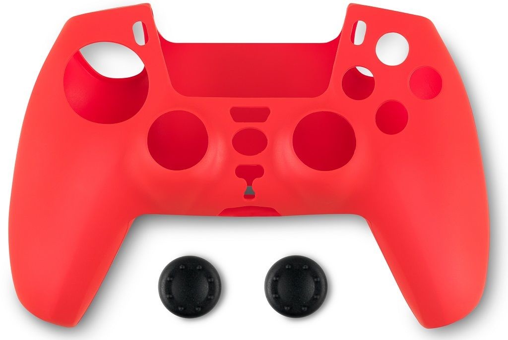 Spartan Gear Controller Silicon Skin Cover and Thumb Grips - Red PS5