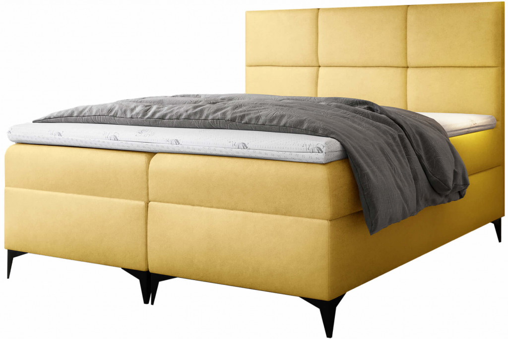 Wilsondo boxspring Fava s vrchným matracom žltá Velvet