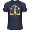 Mymate Predĺžené Tričko MY111 - Motív Save water - Drink Beer - Navy / Heather Navy - M - Pánske